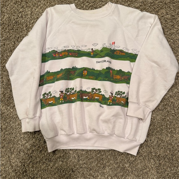 White Vintage Switzerland Graphic Sweatshirt - Picture 1 of 3